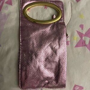 IMAN door hanger purse Pink Clutch with Gold Accents